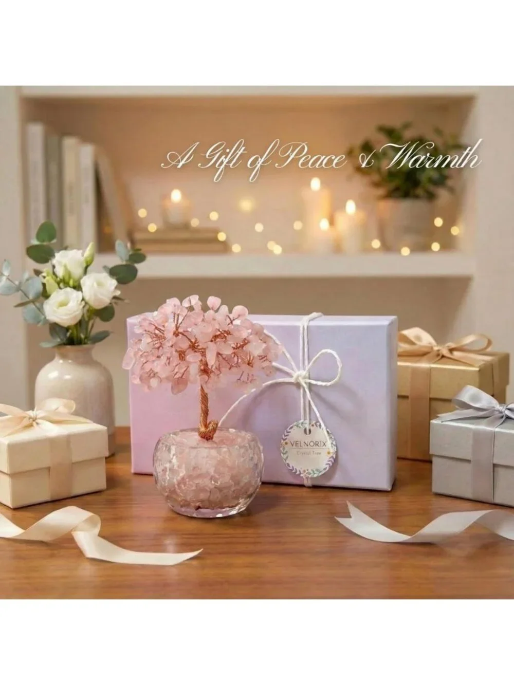 Natural Rose Quartz Tree of Life - Gemstone Bonsai for Healing & Love Decor